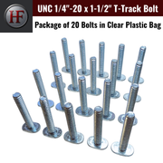 UNC 1/4"-20 x 1-1/2" T-Track Bolts (20 pcs)