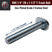 UNC 1/4"-20 x 1-1/2" T-Track Bolts (20 pcs)